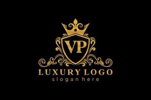 Royal Luxury Logo-Vorlage mit anfänglichem vp-Buchstaben in Vektorgrafiken für Restaurant, Lizenzgebühren, Boutique, Café, Hotel, Heraldik, Schmuck, Mode und andere Vektorillustrationen. vektor