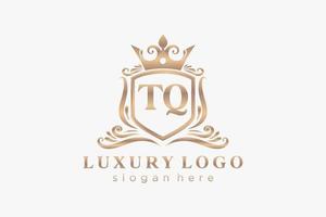 Royal Luxury Logo-Vorlage mit anfänglichem tq-Buchstaben in Vektorgrafiken für Restaurant, Lizenzgebühren, Boutique, Café, Hotel, Heraldik, Schmuck, Mode und andere Vektorillustrationen. vektor