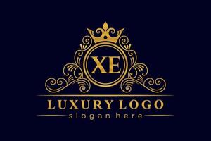 xe anfangsbuchstabe gold kalligrafisch feminin floral handgezeichnet heraldisch monogramm antik vintage stil luxus logo design premium vektor