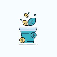 Dollar. Wachstum. Topf. profitieren. Business-Flat-Symbol. grünes und gelbes zeichen und symbole für website und mobile anwendung. Vektor-Illustration vektor