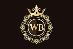 wb anfangsbuchstabe gold kalligrafisch feminin floral handgezeichnet heraldisch monogramm antik vintage stil luxus logo design premium vektor