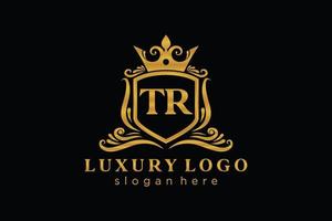 Royal Luxury Logo-Vorlage mit anfänglichem tr-Buchstaben in Vektorgrafiken für Restaurant, Lizenzgebühren, Boutique, Café, Hotel, Heraldik, Schmuck, Mode und andere Vektorillustrationen. vektor