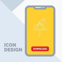 Regenschirm. Camping. Regen. Sicherheit. Wetterliniensymbol in Mobile für Download-Seite vektor