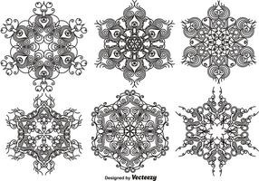 Elegant Ornamental Snowflakes - Vektor-Set vektor