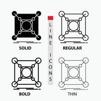Base. Center. Verbindung. Daten. Hub-Symbol in dünn. regulär. fette Linie und Glyphenstil. Vektor-Illustration vektor