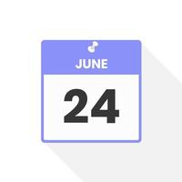Kalendersymbol vom 24. Juni. datum, monat, kalender, symbol, vektor, illustration vektor