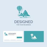 utforska. resa. berg. camping. ballonger företag logotyp glyf ikon symbol för din företag. turkos företag kort med varumärke logotyp mall. vektor