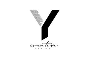 y-Buchstaben-Logo-Design mit kreativem Buchstaben y aus schwarzem Text-Schriftart-Texturvektor vektor