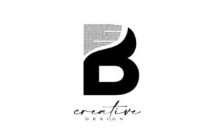 b-buchstabe-logo-design mit kreativem buchstabe b aus schwarzem text-texturvektor vektor