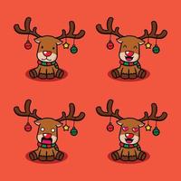 vektor illustration av söt jul ren emoji