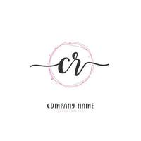 cr Anfangshandschrift und Signatur-Logo-Design mit Kreis. schönes design handgeschriebenes logo für mode, team, hochzeit, luxuslogo. vektor