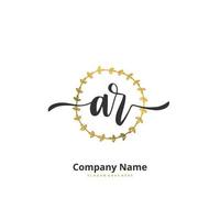 ar Anfangshandschrift und Signatur-Logo-Design mit Kreis. schönes design handgeschriebenes logo für mode, team, hochzeit, luxuslogo. vektor