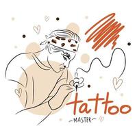 ung kille, tatuering bemästra, handskriven fras, kontur teckning, grafik, mode vektor
