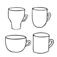 nette tasse tee- und kaffeeillustration. einfache Becher-Cliparts. gemütliches Zuhause-Doodle-Set vektor