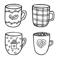 söt kopp av te och kaffe illustration. enkel råna ClipArt. mysigt Hem klotter uppsättning vektor