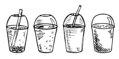 söt kopp av vatten, milkshake, juice eller soda. dryck illustration. enkel cocktail ClipArt uppsättning vektor