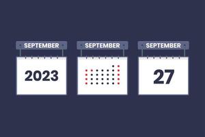 2023 Kalenderdesign 27. September Symbol. 27. september kalenderplan, termin, wichtiges datumskonzept. vektor