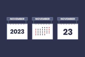 2023 kalender design november 23 ikon. 23: e november kalender schema, utnämning, Viktig datum begrepp. vektor