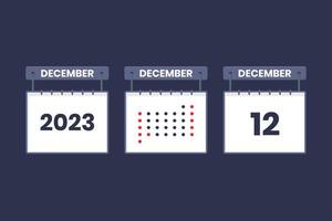 2023 Kalenderdesign 12. Dezember Symbol. 12. dezember kalenderplan, termin, wichtiges datumskonzept. vektor