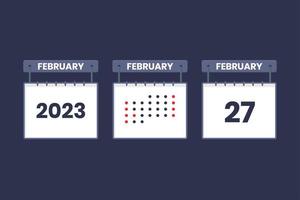 2023 Kalenderdesign 27. Februar Symbol. 27. februar kalenderplan, termin, wichtiges datumskonzept. vektor