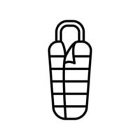 Schlafsack-Symbol für Wintercamping im Freien im schwarzen Umrissstil vektor