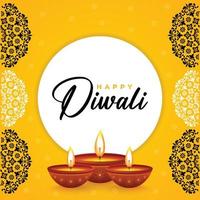 Happy Diwali Festival Social Media Poster Banner Design mit Diya vektor