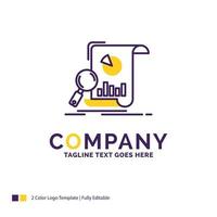 företag namn logotyp design för analys. analyser. företag. finansiell. forskning. lila och gul varumärke namn design med plats för Tagline. kreativ logotyp mall för små och stor företag. vektor
