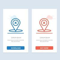 Standortnavigation Ort löschen Blau und Rot herunterladen und jetzt kaufen Web-Widget-Kartenvorlage vektor