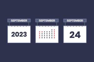 2023 Kalenderdesign 24. September Symbol. 24. september kalenderplan, termin, wichtiges datumskonzept. vektor