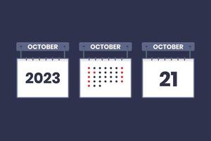 2023 kalender design oktober 21 ikon. 21:e oktober kalender schema, utnämning, Viktig datum begrepp. vektor