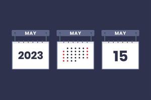 2023 Kalenderdesign 15. Mai Symbol. 15. mai kalenderplan, termin, wichtiges terminkonzept. vektor