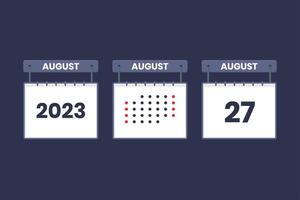 2023 kalender design augusti 27 ikon. 27: e augusti kalender schema, utnämning, Viktig datum begrepp. vektor