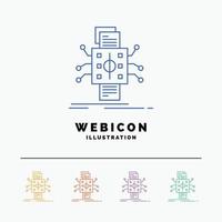 Analyse. Daten. Datum. wird bearbeitet. Berichterstattung 5-farbige Linie Web-Icon-Vorlage isoliert auf weiß. Vektor-Illustration vektor