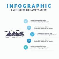 berg. kulle. landskap. natur. klippa infographics mall för hemsida och presentation. glyf grå ikon med blå infographic stil vektor illustration.