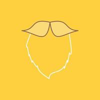 Schnurrbart. Hipster. Umzug. getragen. Männer flache Linie gefülltes Symbol. schöne logo-schaltfläche über gelbem hintergrund für ui und ux. Website oder mobile Anwendung vektor