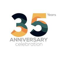 35:e årsdag logotyp design, siffra 35 ikon vektor mall.minimalistisk Färg paletter