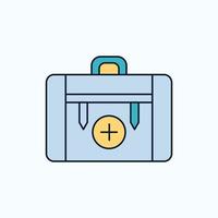 väska. camping. hälsa. vandring. bagage platt ikon. grön och gul tecken och symboler för hemsida och mobil tillämpning. vektor illustration