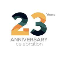 Logodesign zum 23. Jahrestag, Symbolvektorvorlage Nummer 23. minimalistische Farbpaletten vektor