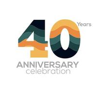 40:e årsdag logotyp design, siffra 40 ikon vektor mall.minimalistisk Färg paletter