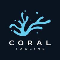 kreatives Design des schönen bunten Unterwasser-natürlichen Korallenriff-Logos. Korallenriffe als Lebensraum für Fische. vektor