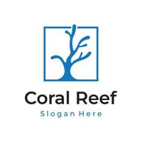 kreatives Design des schönen bunten Unterwasser-natürlichen Korallenriff-Logos. Korallenriffe als Lebensraum für Fische. vektor