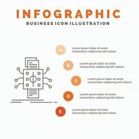 Analyse. Daten. Datum. wird bearbeitet. Berichtsvorlage für Infografiken für Website und Präsentation. Linie graues Symbol mit orangefarbener Infografik-Stil-Vektorillustration vektor