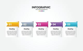 presentation företag horisontell infographic mall med 5 alternativ vektor illustration