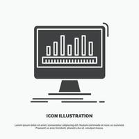 analyser. bearbetning. instrumentbräda. data. statistik ikon. glyf vektor grå symbol för ui och ux. hemsida eller mobil Ansökan