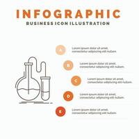 analys. kemi. flaska. forskning. testa infographics mall för hemsida och presentation. linje grå ikon med orange infographic stil vektor illustration