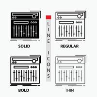 Kontrolle. Regler. Midi. Studio. Tonsymbol in dünn. regulär. fette Linie und Glyphenstil. Vektor-Illustration vektor