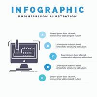 digital. fabrik. tillverkning. produktion. produkt infographics mall för hemsida och presentation. glyf grå ikon med blå infographic stil vektor illustration.