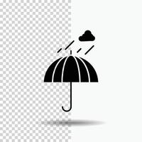 Regenschirm. Camping. Regen. Sicherheit. Wetterglyphensymbol auf transparentem Hintergrund. schwarzes Symbol vektor