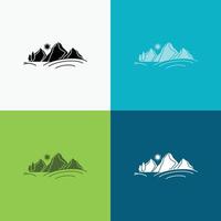 hügel. Landschaft. Natur. Berg. Sonnensymbol über verschiedenen Hintergrund. Design im Glyphen-Stil. entwickelt für Web und App. eps 10-Vektorillustration vektor