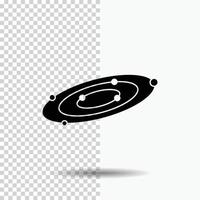 Galaxis. Astronomie. Planeten. System. Universum-Glyphen-Symbol auf transparentem Hintergrund. schwarzes Symbol vektor